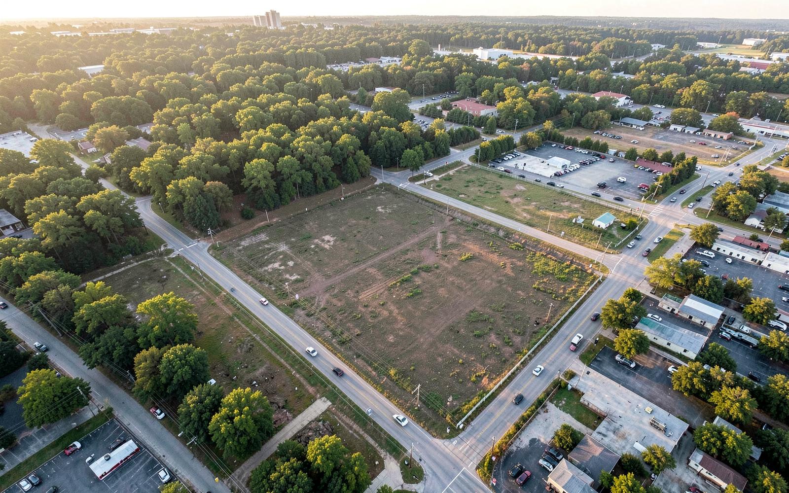 Aerial view of vacant infill land parcels in metro Atlanta