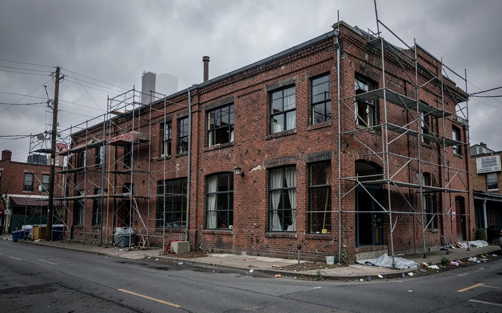 Vacant urban building being redeveloped for community reuse